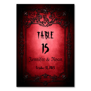 Elegant Gothic Halloween Wedding Table Number