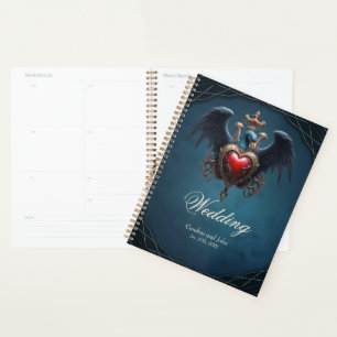 Elegant Gothic heart with fantasy bird.  Planner