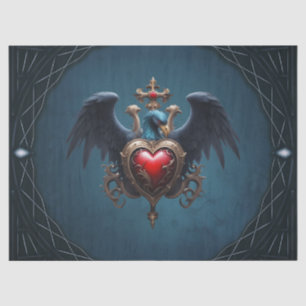 Elegant Gothic heart with fantasy bird. Tissue Paper