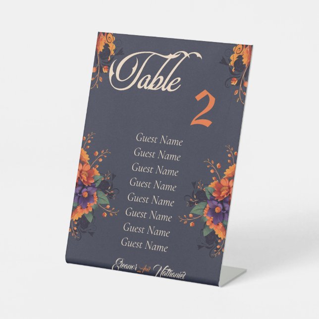 Elegant Gothic individual table seating chart Pedestal Sign (Front)