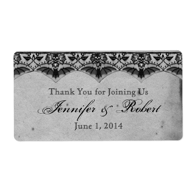Elegant Gothic Lace Posh Water Bottle Label (Front)