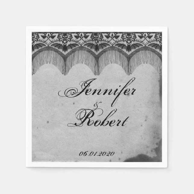 Elegant Gothic Lace Posh Wedding Napkin (Front)