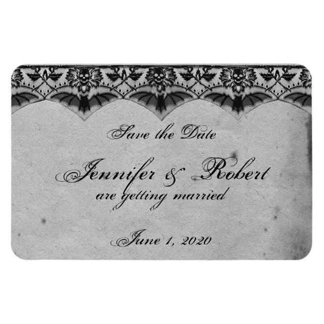 Elegant Gothic Lace Posh Wedding Save the Date Magnet (Horizontal)