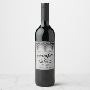 Elegant Gothic Lace Posh Wedding Wine Label