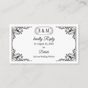 Elegant Gothic Monogram QR Code RSVP Enclosure Card