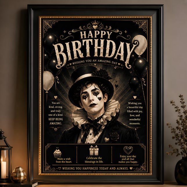 Elegant Gothic Pierrot Birthday Poster (Creator Uploaded)