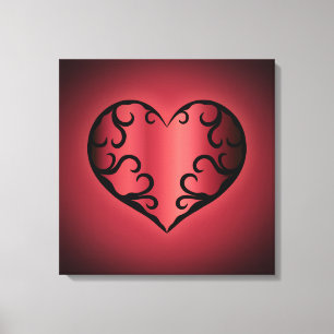 Elegant gothic pinkish reddish Valentine heart Canvas Print