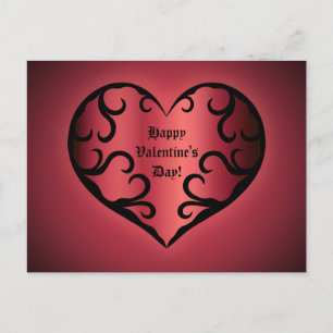 Elegant gothic pinkish reddish Valentine heart Holiday Postcard