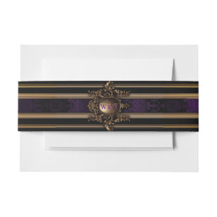 Elegant Gothic Purple and Gold Invitation Belly Band