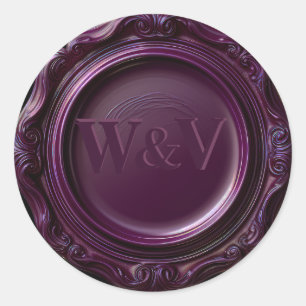 Elegant Gothic Purple Wax Seal Wedding Stickers