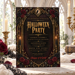 Elegant Gothic Raven Halloween Party Invitation