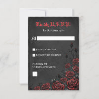 Elegant Gothic Red and Black Roses RSVP Card