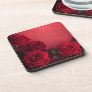 Elegant Gothic Red Roses Coaster