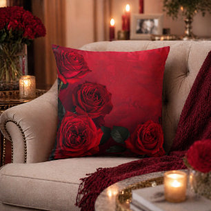 Elegant Gothic Red Roses Cushion