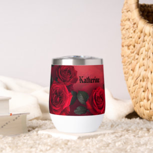 Elegant Gothic Red Roses Custom Name