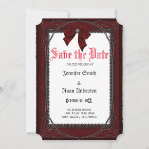 Elegant  Gothic red roses save the date   Invitation