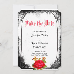 Elegant  Gothic red roses save the date   Invitation