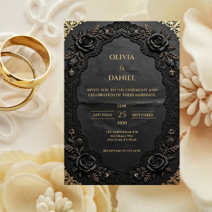 Elegant Gothic Romance Luxury Wedding Invitation