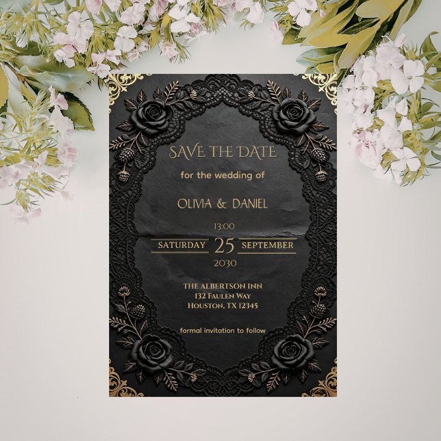 Elegant Gothic Romance Luxury Wedding  Save The Date (Creator Uploaded)