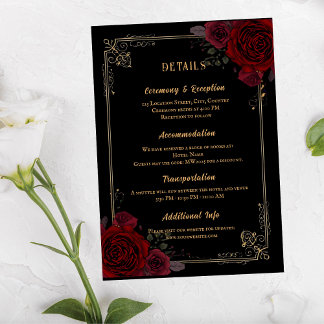 Elegant Gothic Romance Roses Wedding Enclosure Card
