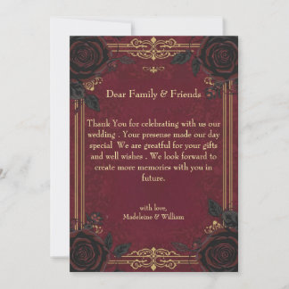 Elegant Gothic Romance Wedding  Thank You Card
