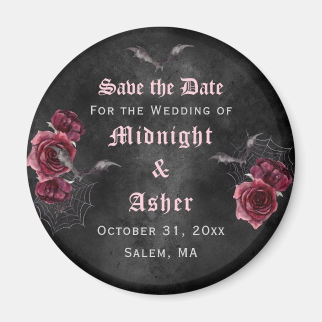 Elegant Gothic Rose Save the Date Magnet (Front)