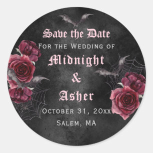 Elegant Gothic Roses Save The Date Classic Round Sticker