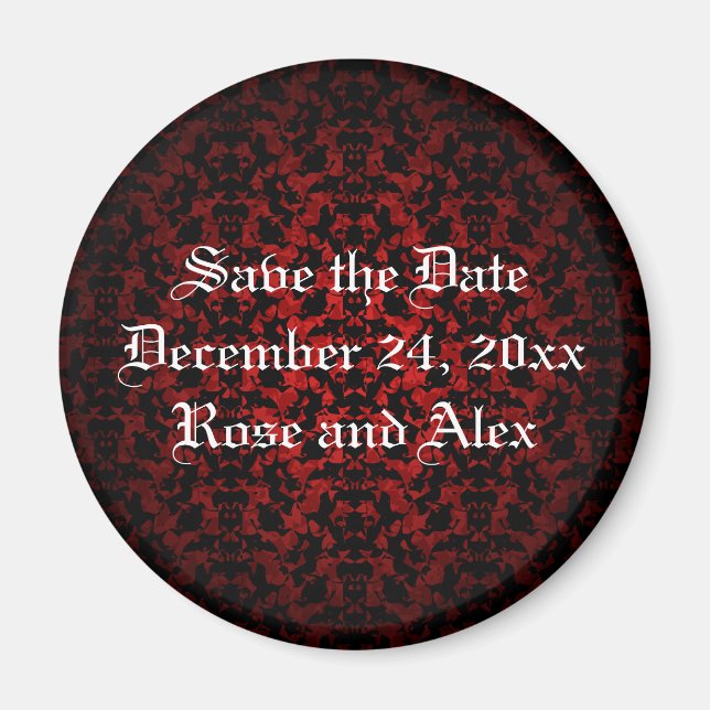 Elegant Gothic save the date wedding magnet (Front)