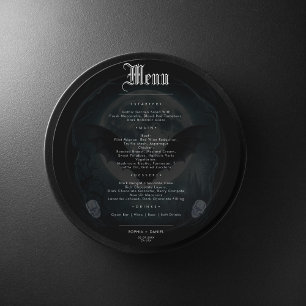 Elegant Gothic Skull Bats Spooky Moon Dark Wedding Menu