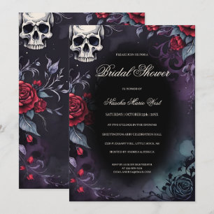 Elegant Gothic Skull & Roses Bridal Shower Invitation