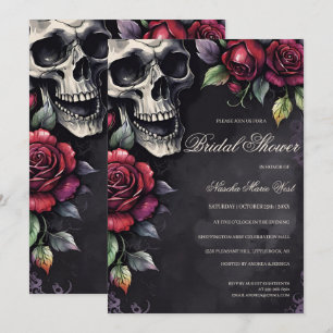 Elegant Gothic Skull & Roses Bridal Shower Invitation
