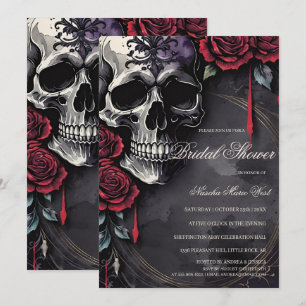 Elegant Gothic Skull & Roses Bridal Shower Invitation