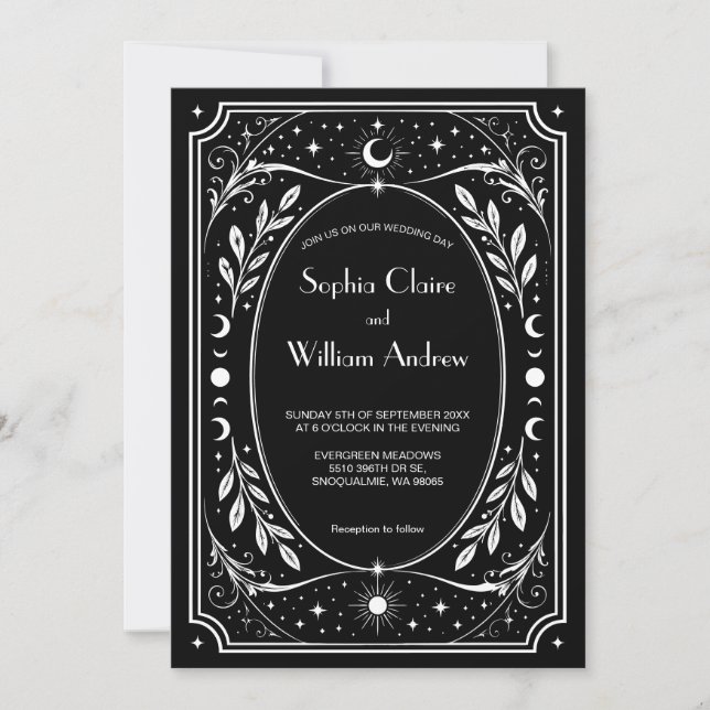 Elegant Gothic Tarot Wedding Invitation (Front)