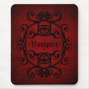 Elegant gothic vampire damask red and black decor mouse mat
