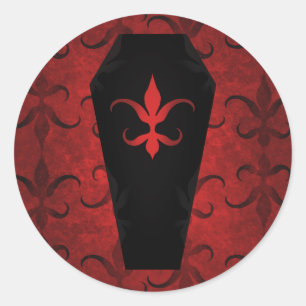 Elegant gothic victorian coffin red Halloween Classic Round Sticker