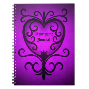 Elegant Gothic Victorian heart in purple Notebook