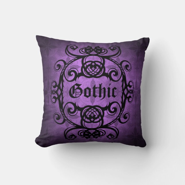 Elegant Gothic Victorian purple and black pretty Cushion (Front)
