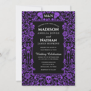 Elegant Gothic Victorian Purple & Black Wedding Invitation