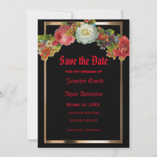 Elegant  Gothic vintage flowers  save the date   I Invitation