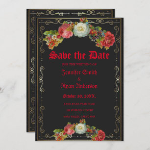 Elegant  Gothic vintage flowers  save the date   Invitation