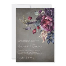 Elegant Gothic  Watercolor Floral Wedding 