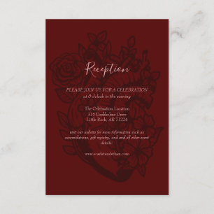 Elegant Gothic Wedding Blood Red Floral Reception Enclosure Card