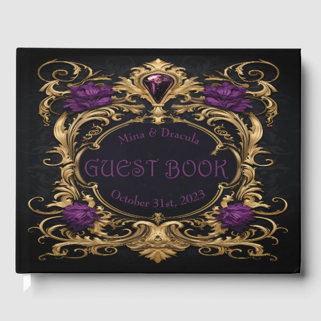 Elegant Gothic Wedding Guest Book (Front)