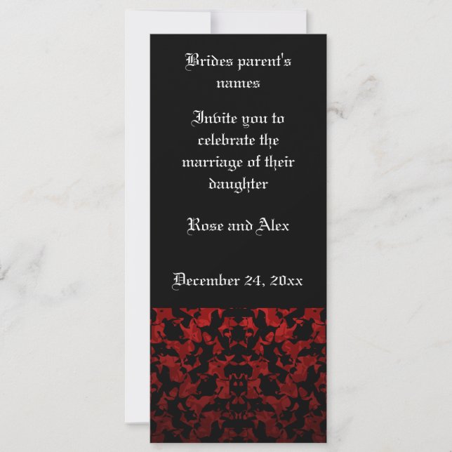 Elegant Gothic wedding invitations 4" x 9.25" (Front)