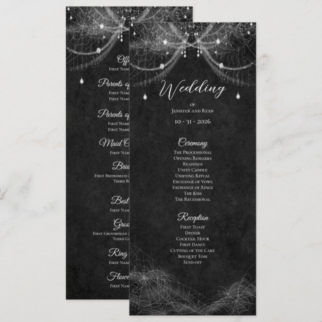 Elegant Gothic Wedding Program Menu (Front/Back)