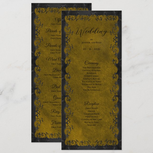 Elegant Gothic Wedding Program Menu (Front/Back)