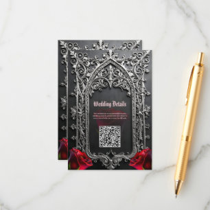 Elegant Gothic Wedding Rose Frame Enclosure Card