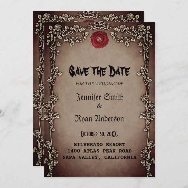 Elegant  Gothic  wedding save the date  Invitation (Front/Back)