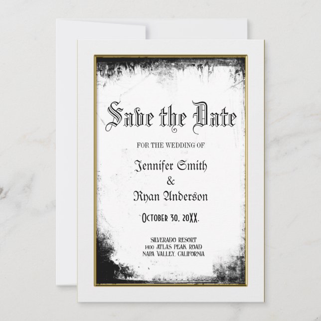 Elegant  Gothic  wedding save the date  Invitation (Front)