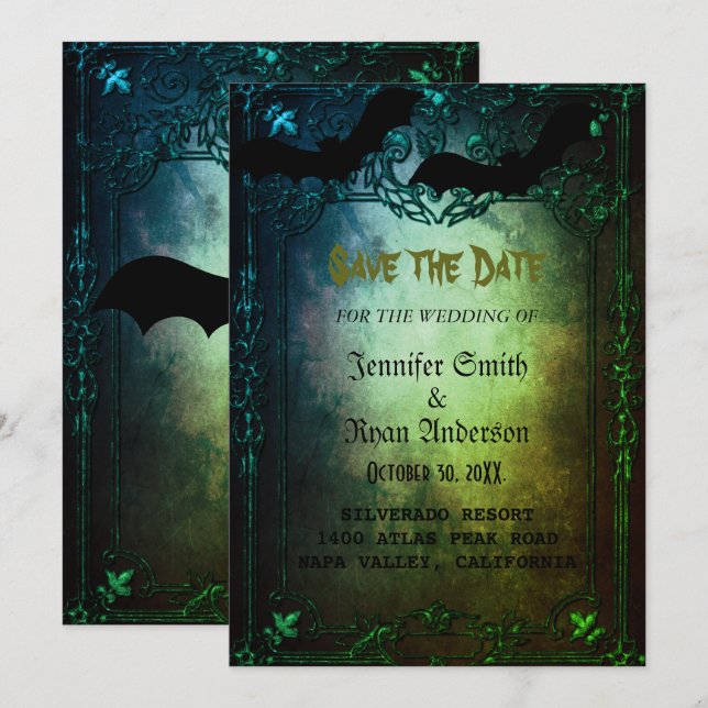 Elegant  Gothic  wedding save the date  Invitation (Front/Back)